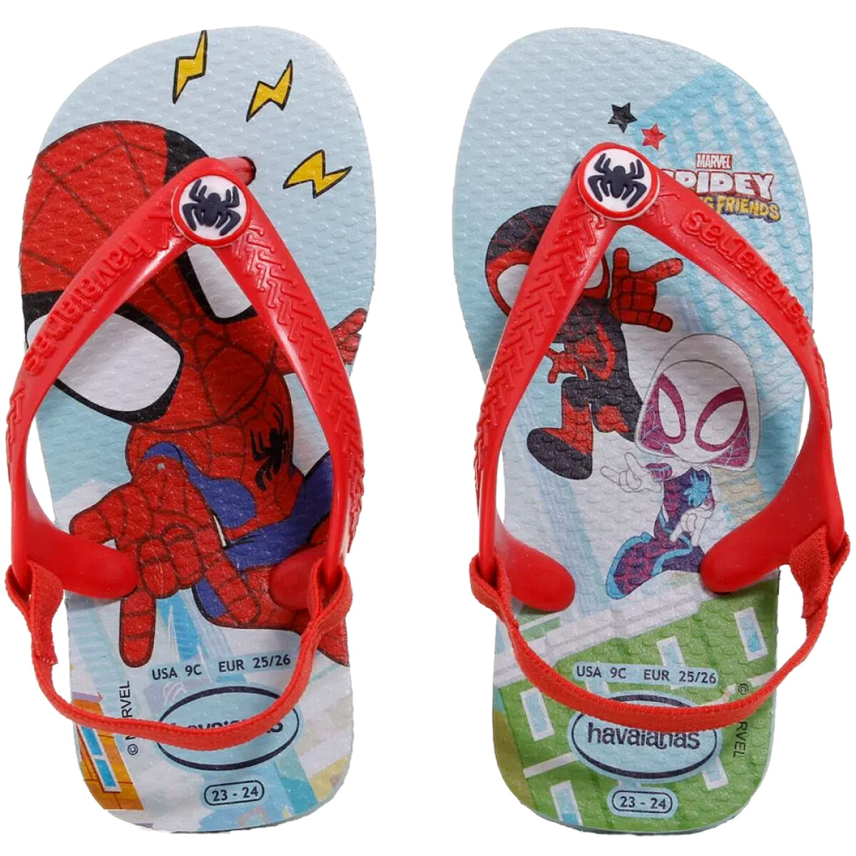 Havaianas Calzado Infantil Chancleta Ojota Sandalia - Celeste Spiderman 