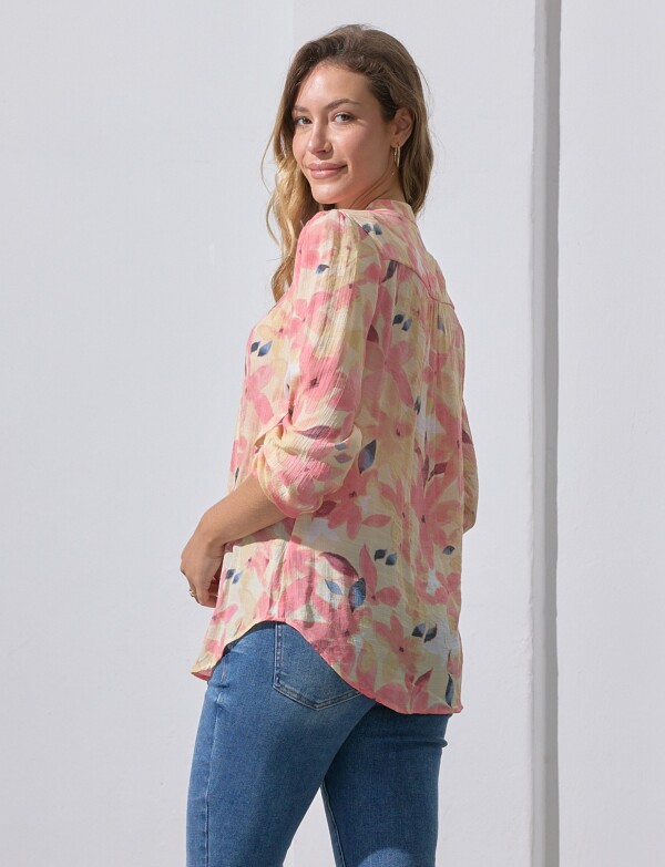 Blusa Gasa Print MULTI/AMARILLO