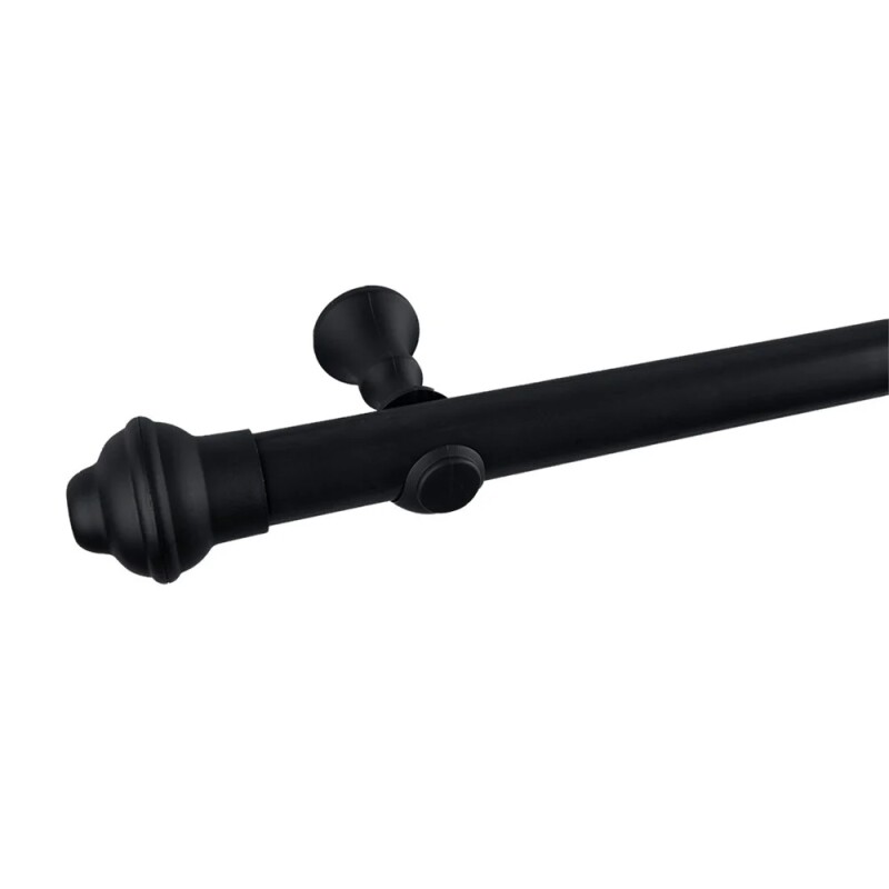 Barrote Cortina Palo Metal 3,00m 28mm + 3 soporte NEGRO MATE