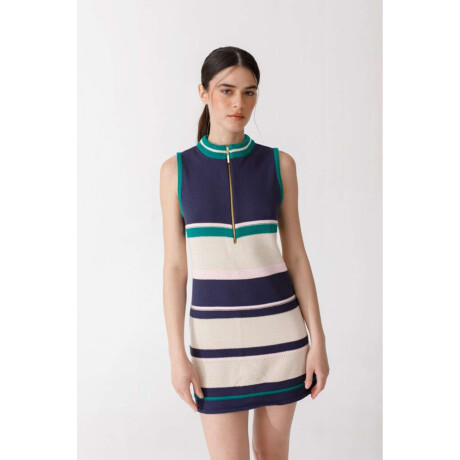 Vestido Zip Knit Azul Y Verde