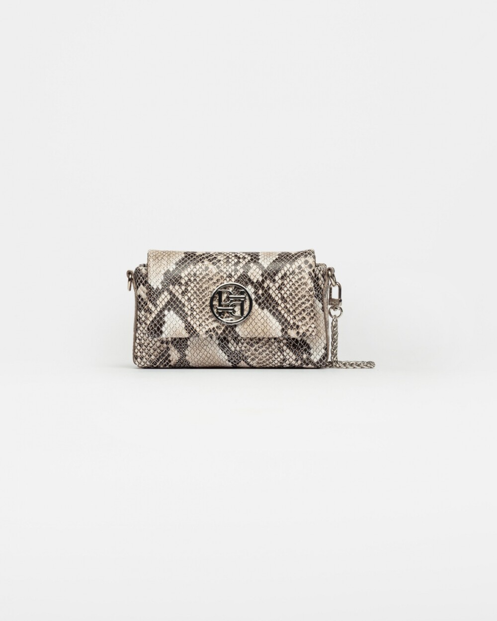 Mini bag Bloom en cuero snake print Taupe