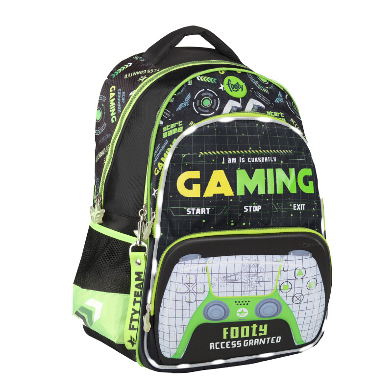 Mochila Footy Gaming c/Luz Verde - Negro