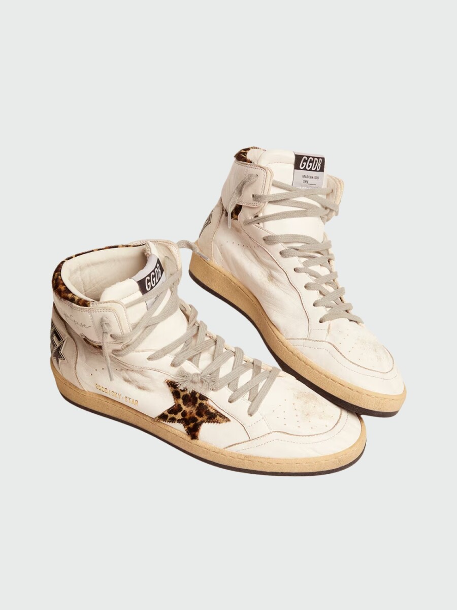 GOLDEN GOOSE - Sky-Star con detalles exclusivos e inserciones de piel de poni con estampado de leopardo 