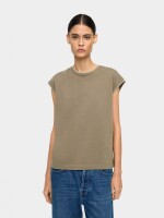 Camiseta Con Bordes Marcados 100% Algodón caqui