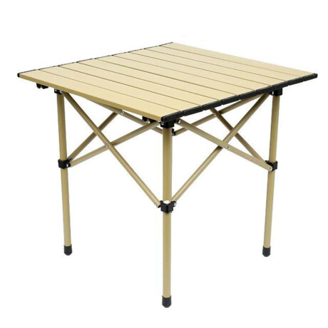Mesa Chica Camping Aluminio Plegable Compacta Con Bolso Beige