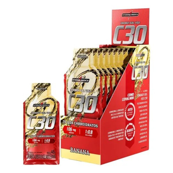 VO2 C30 Energy Gel Banana Caja 10 Unidades | Integralmédica | 31 g de Carbohidratos VO2 C30 Energy Gel Banana Caja 10 Unidades | Integralmédica | 31 g de Carbohidratos