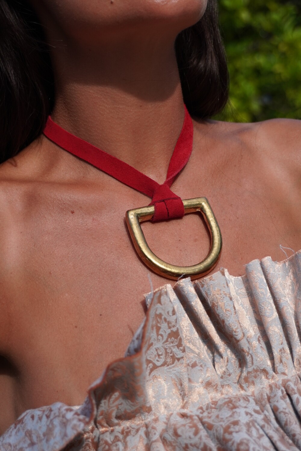 Estribo Tiento Necklace Frambuesa Dorado