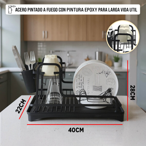 Escurridor Seca Platos Acero 2 Niveles Secador Con Bandeja Cocina Mesada Imback Color Negro Escurridor Seca Platos Acero 2 Niveles Secador Con Bandeja Cocina Mesada Imback Color Negro