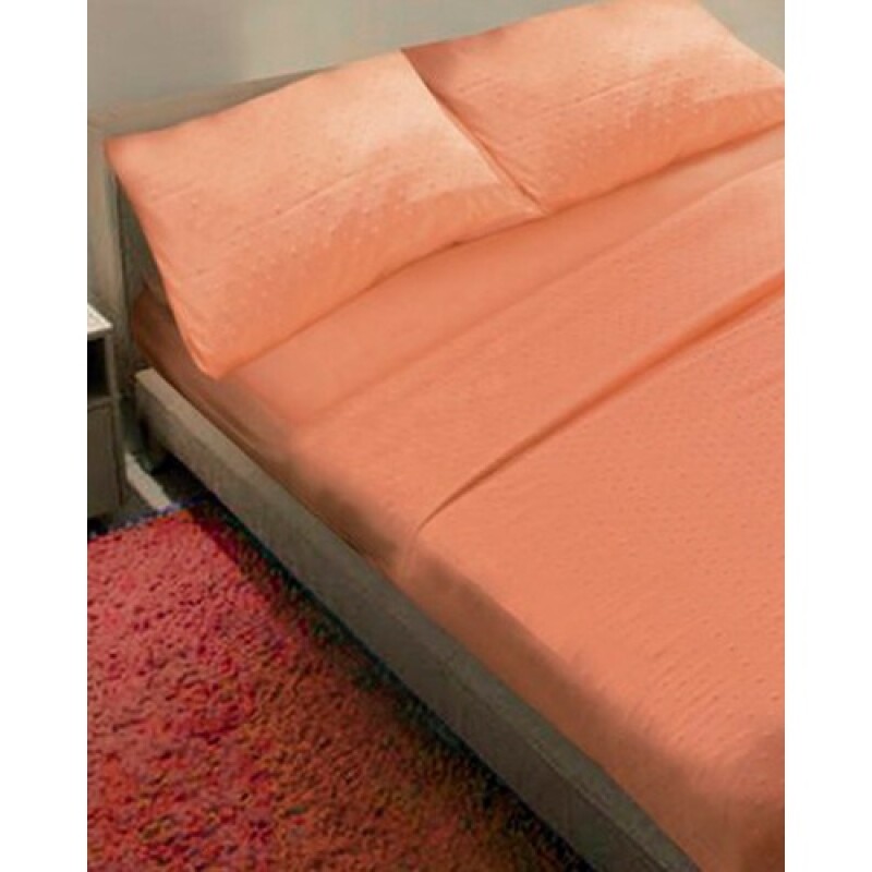 Juego de sábanas Cotton Flor 3D 2 plazas sommier 225x245cm Salmón