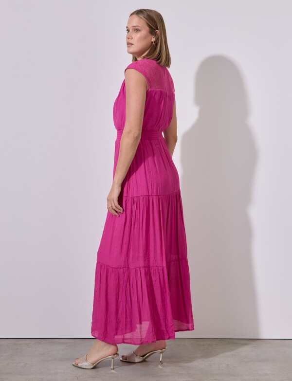 Vestido Maxi Encaje FUCSIA