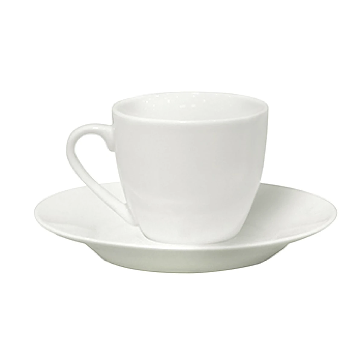 TAZA DE CAFE 90ML CON PLATO PORCELANA BLANCA SELECTA 