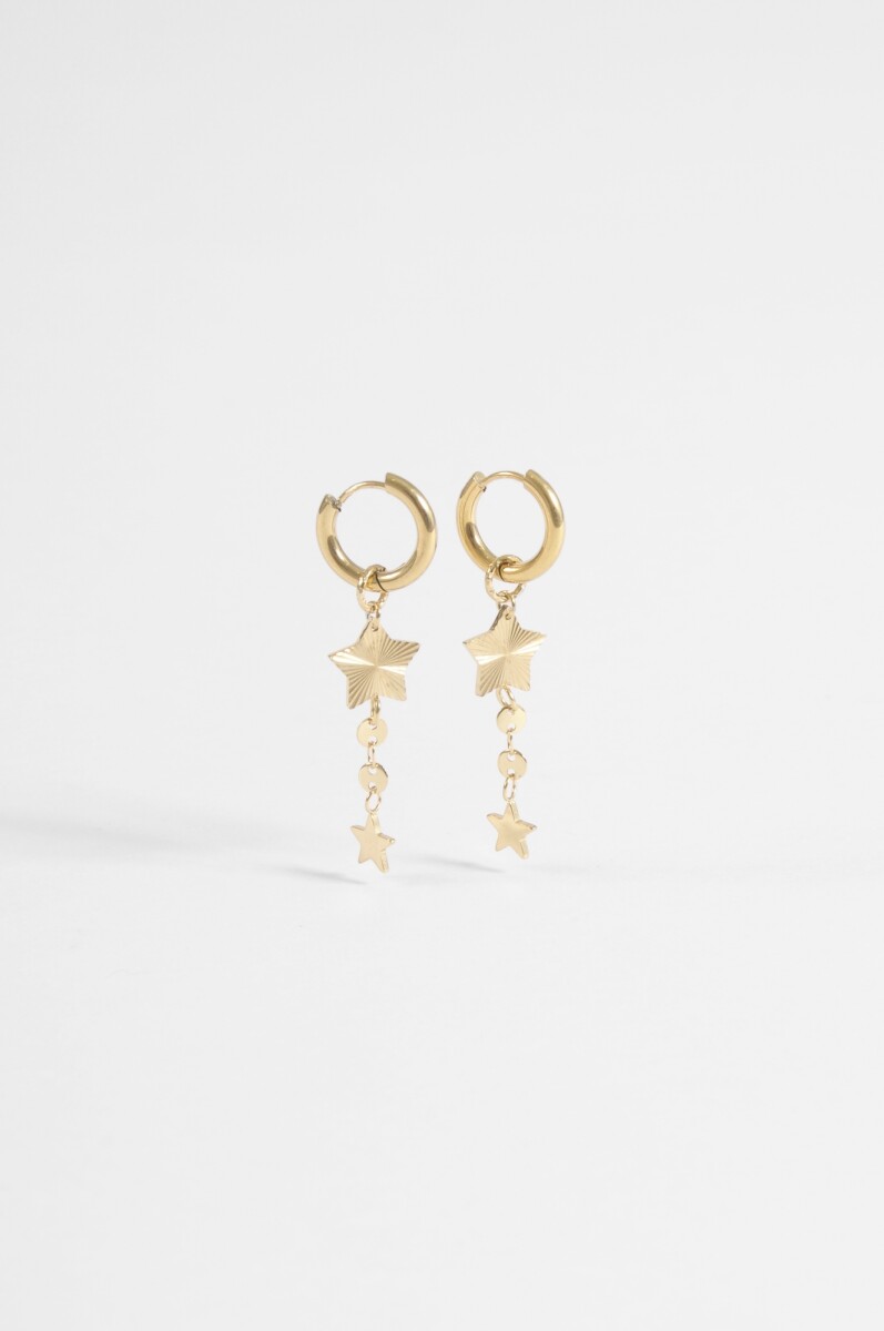 Aros acero estrellas - dorado 