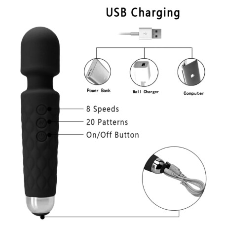 Vara Vibradora Massager USB Negro