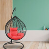 Hamaca nido colgante c/base metal y apoya pie jardín Negro/Rojo