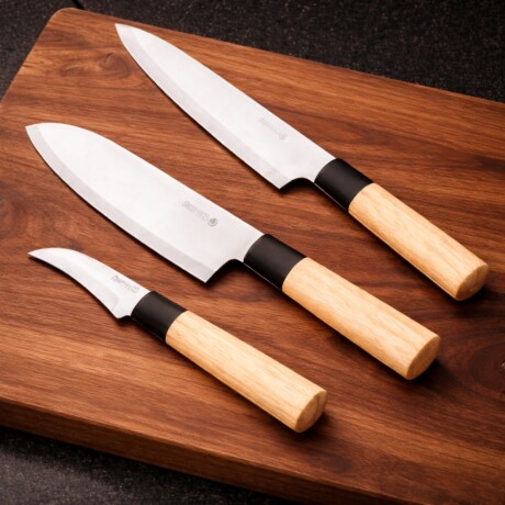 Juego de cuchillos japoneses 3 piezas MADERA
