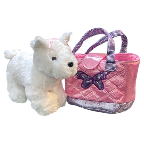 Cartera Brillante con Perrito Phi Phi Blanco