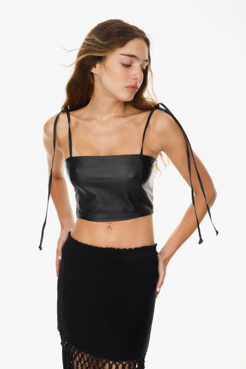 Top Leather Alba negro m