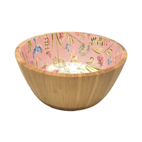 Bowl de Madera de 25 cm - Varios Diseños Pajaros Rosa