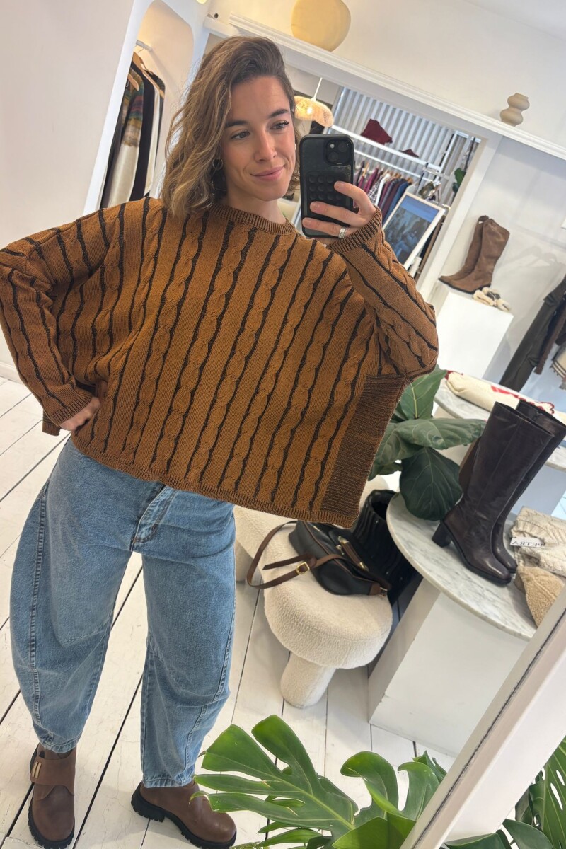 Sweater Oceano Crop Negro/Oxido