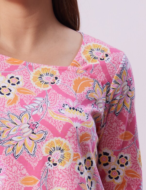 Remera Algodon Flores MULTI/ROSA