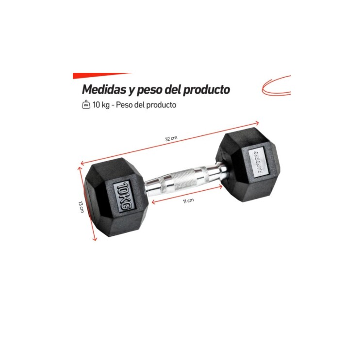 MANCUERNA HEXAGONAL ENGOMADA 10KG NEGRO