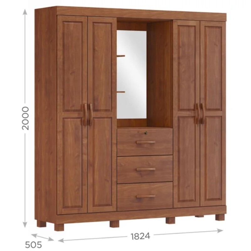 Ropero 4 Ptas 3 Caj c/Espejo Finestra Bronce Madera Maciza Ropero 4 Ptas 3 Caj c/Espejo Finestra Bronce Madera Maciza