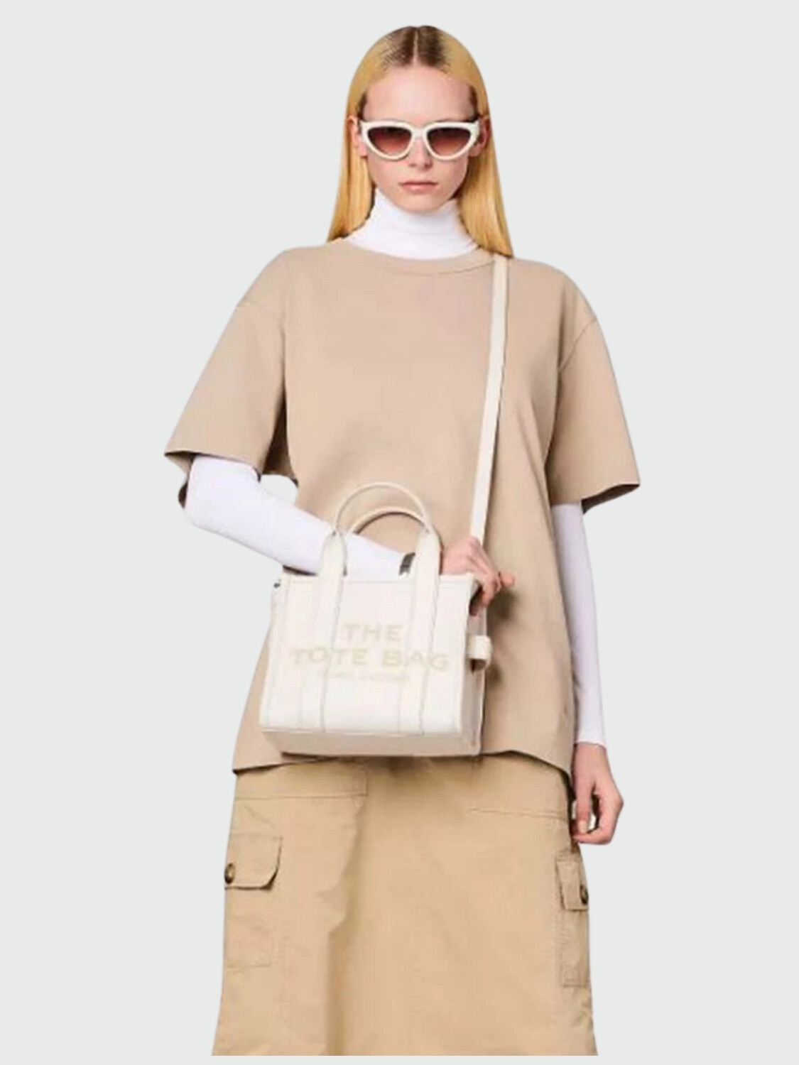 MARC JACOBS - THE LEATHER SMALL TOTE BAG Blanco