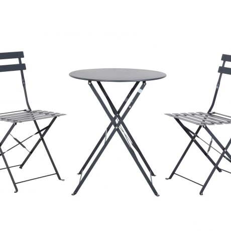 Set De Jardín Mesa Plegable + 2 Sillas Gris Oscuro