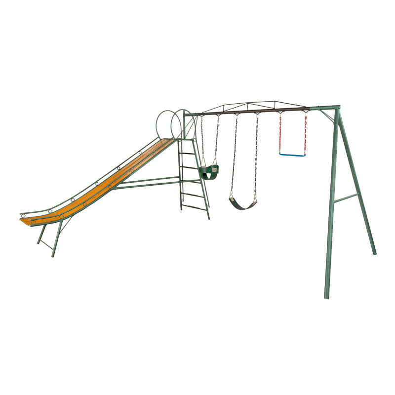 Juego Combinado Infantil con tobogán N°5. 1hamacas de cincha, 1 hamaca de bebé y trapecio. Juego Combinado Infantil con tobogán N°5. 1hamacas de cincha, 1 hamaca de bebé y trapecio.