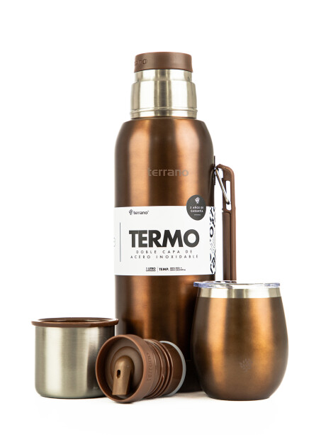 Kit Termo 1LT Con Base De Silicona + Mate De Acero Con Tapa Copper