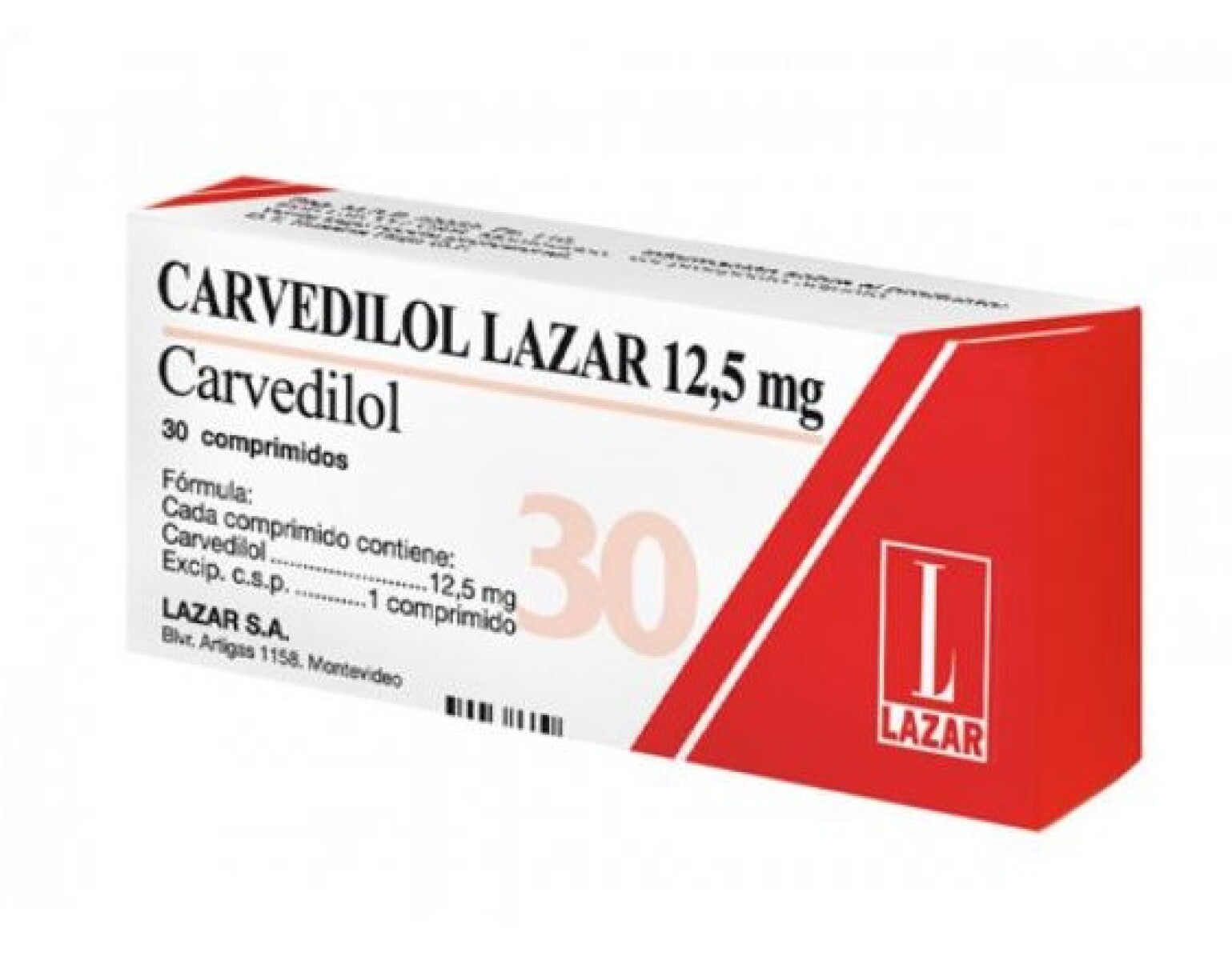 Carvedilol Lazar 12.5mg 30 Comprimidos 