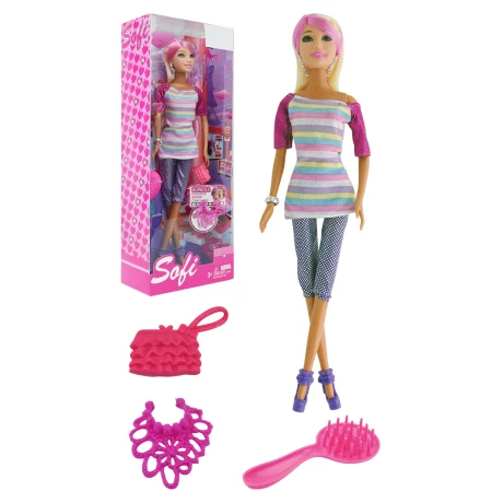 MUÑECA FLACA GOMA C/PEINE CARTERA Y ACC CAJA SOFI 1710-BBL77146 Q72 MUÑECA FLACA GOMA C/PEINE CARTERA Y ACC CAJA SOFI 1710-BBL77146 Q72