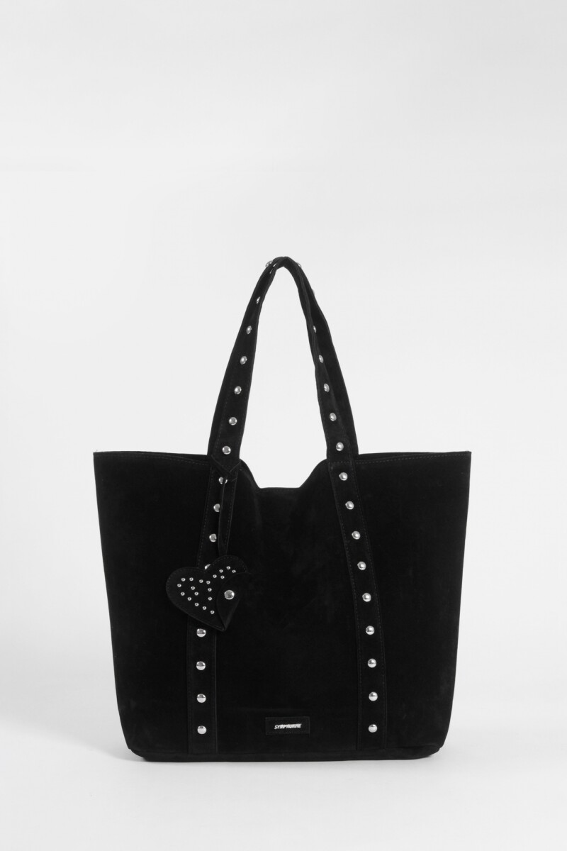 Shopper suede con tachas negro