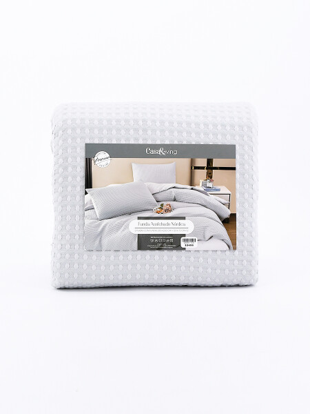 FUNDA ACOLCHADO 2 PLAZAS CON FUNDAS GRIS