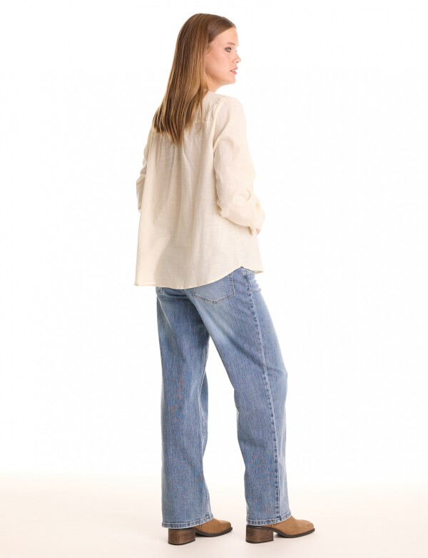 Blusa Algodon Esc V BEIGE