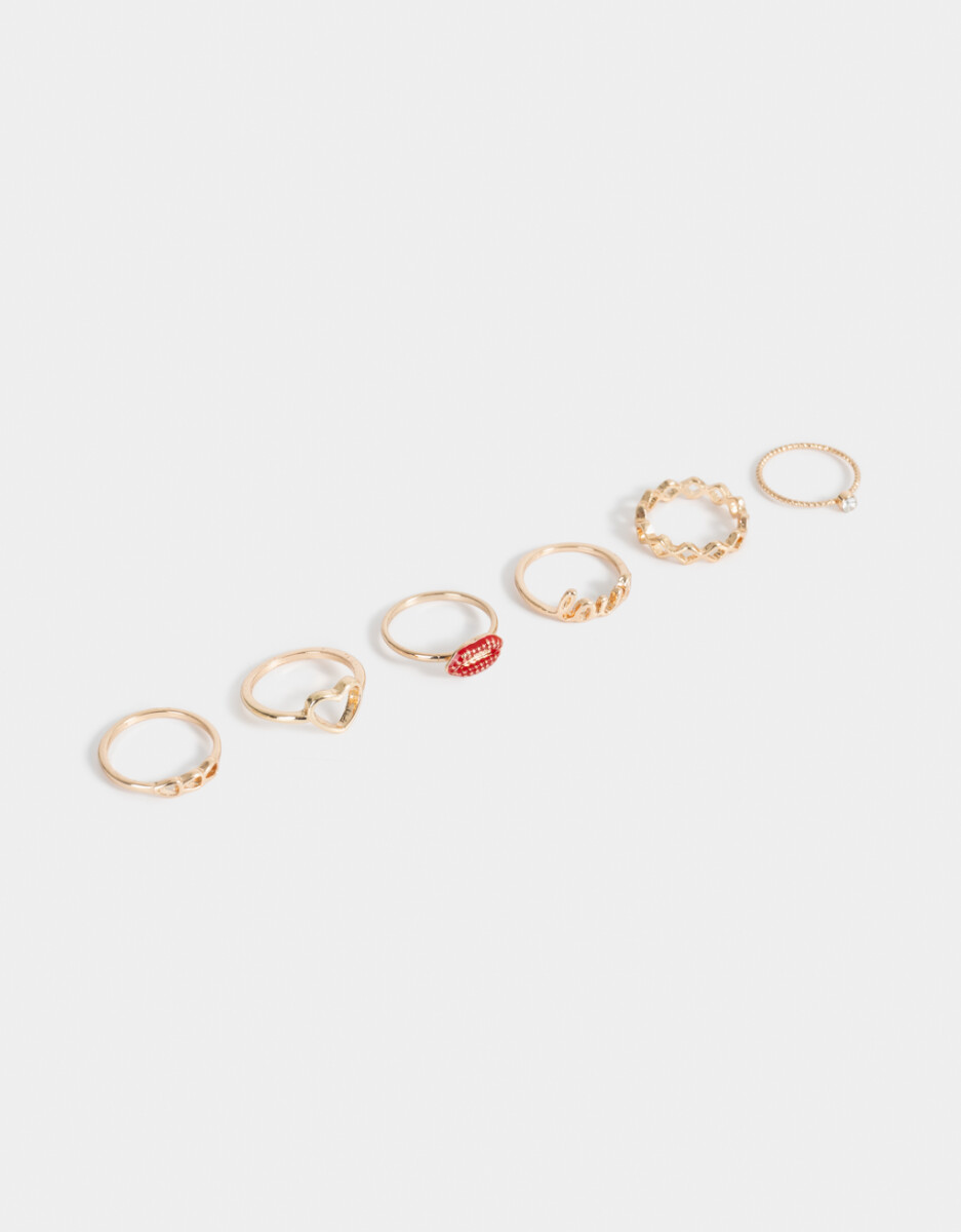 Set De Anillos Dorados 