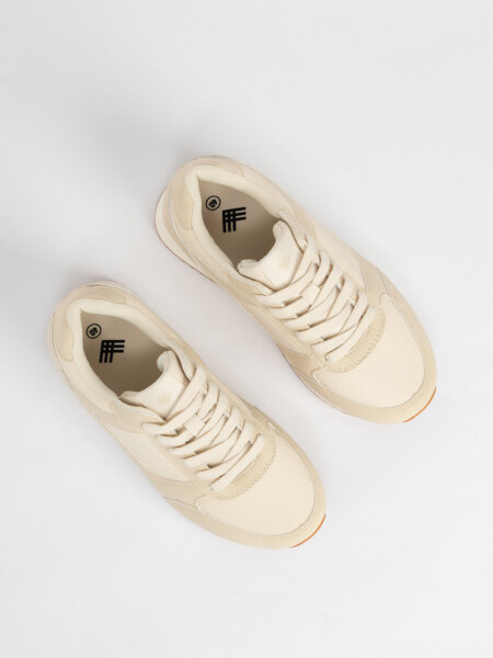 Zapatilla acordonada combinada Beige