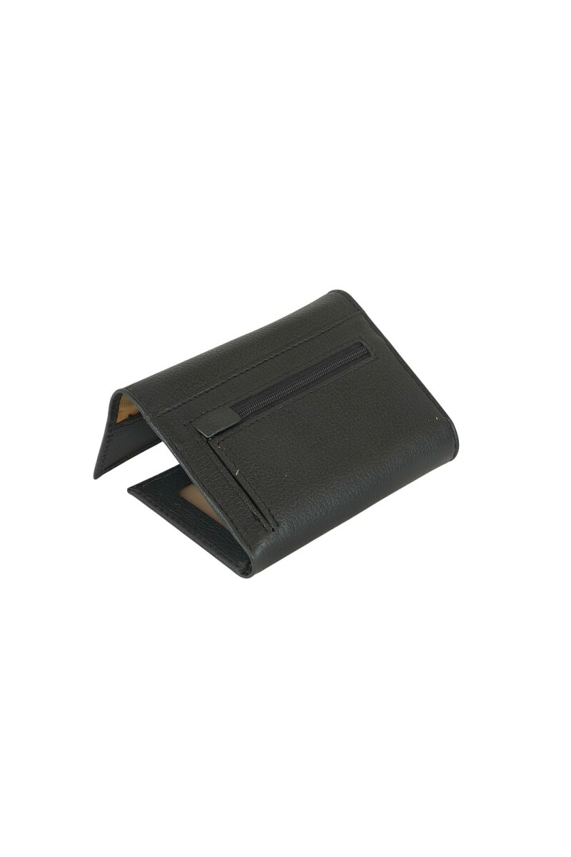 Billetera Compacta de Dama en Cuero Genuino | Cierre Magnético y Lujo Negro