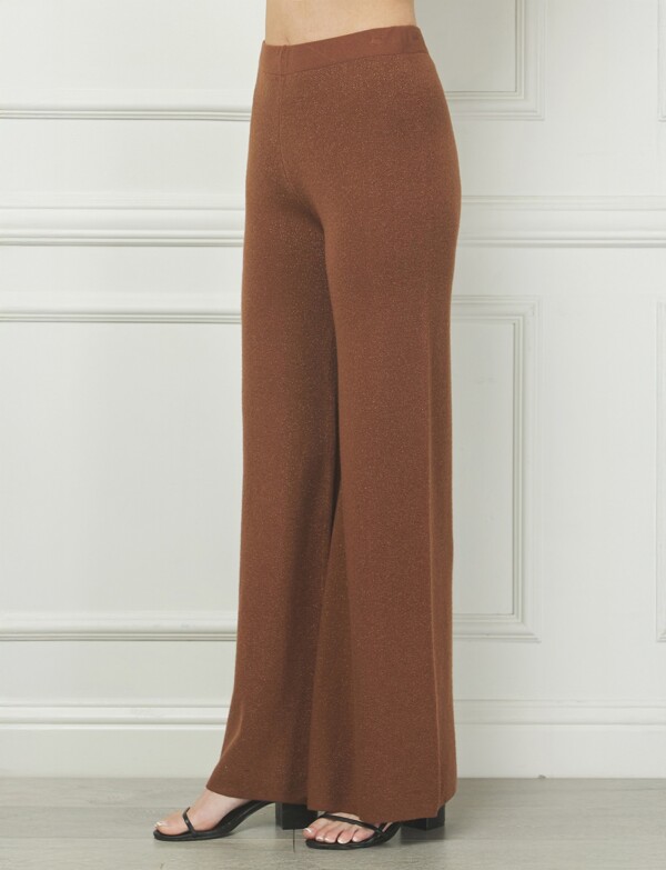 Pantalon Wide Leg Brillo MARRON