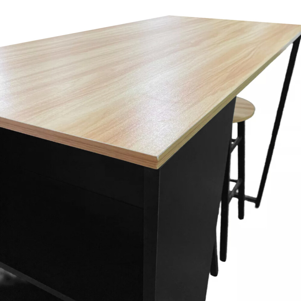 Barra Desayunador Con 2 Bancos Negro