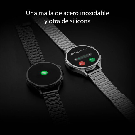 Smartwatch BT Pantalla HD 1.5 Redondo 2 Mallas Multifunción Negro