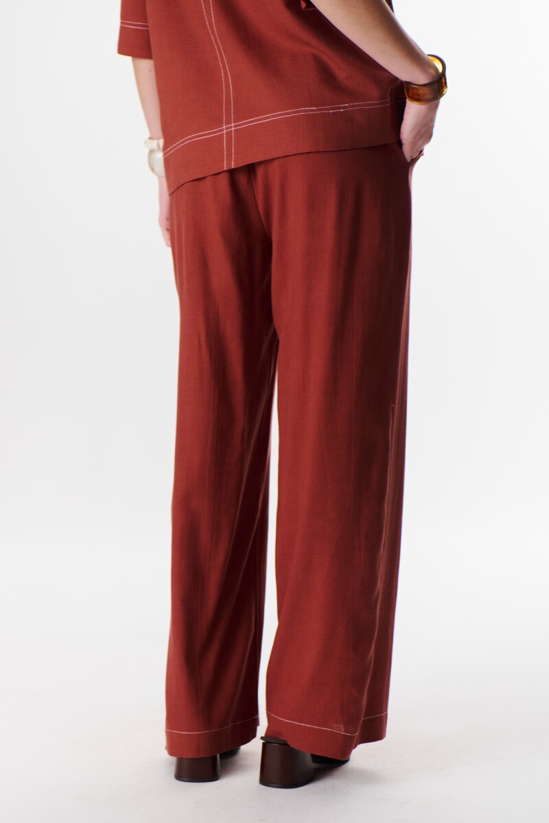 PANTALON LINO POCKET ROJO