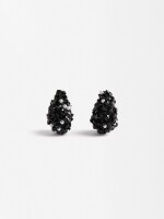 Pendientes Ovalados Con Cristales negro