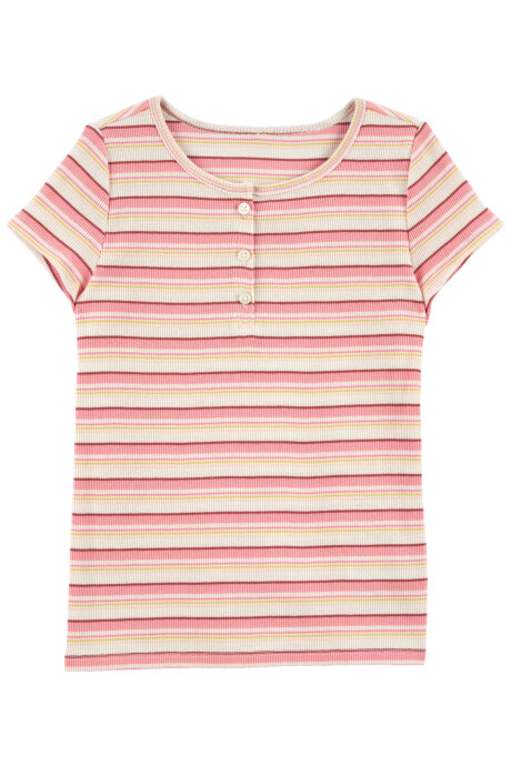 Remera de algodón manga corta con botones. Talles 6-14 Sin color