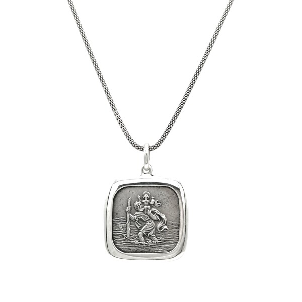 Dije San Cristóbal-Plata 925 quemada-Sin Piedra-CP3050 sinpiedra