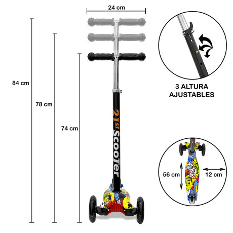 Monopatín Tripatín Estampado C/ Luz Scooter Regulable Multicolor 2