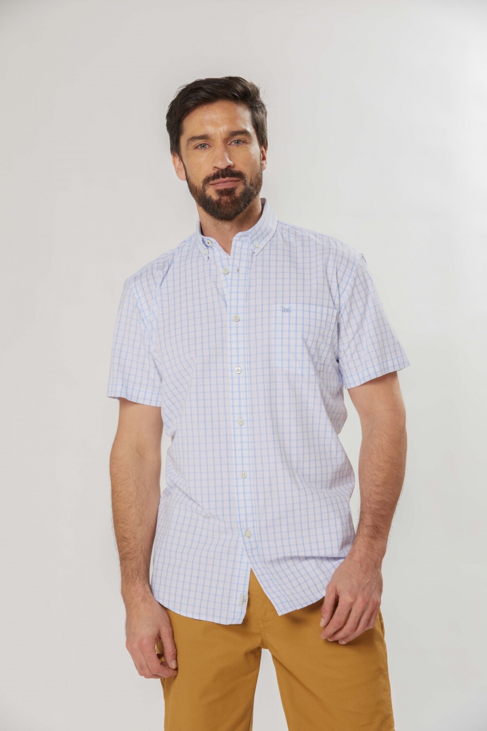 CAMISA A CUADROS Celeste