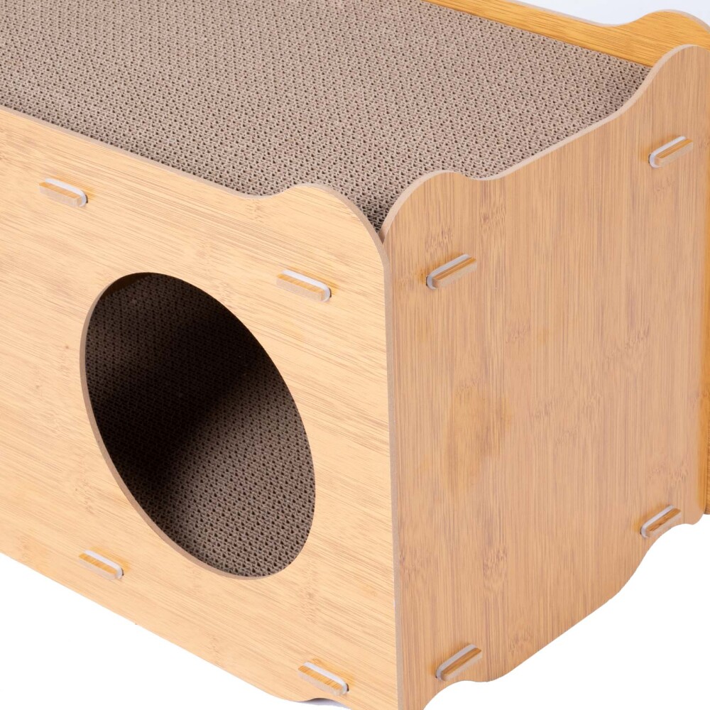 CAMA CASITA II MADERA NATURAL-BEIGE CON RASCADOR