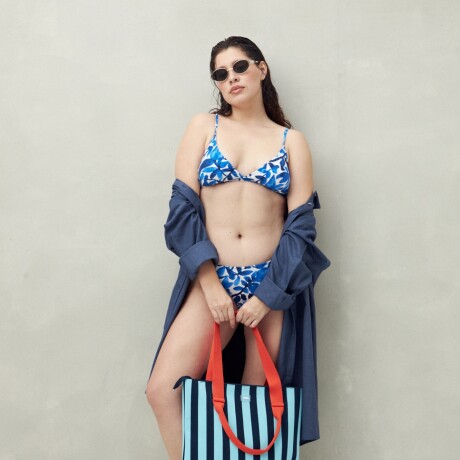 TOP TRIANGULO FIJO FLORALIA Blanco/Azul