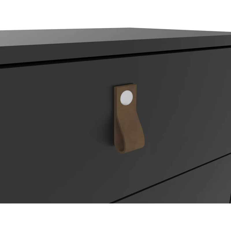 Mesa De Luz Cabecera Padua Nordica Cajones Dormitorio Negro